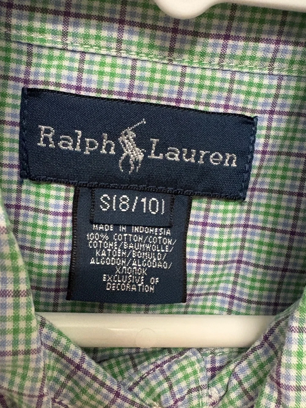 Ralph Lauren Boys Green & Purple Plaid Button-Down Shirt